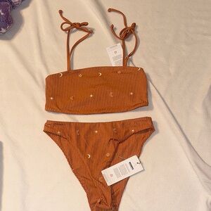 Rust Bikini Set with Moon and Star Embroidery from desert dreamer